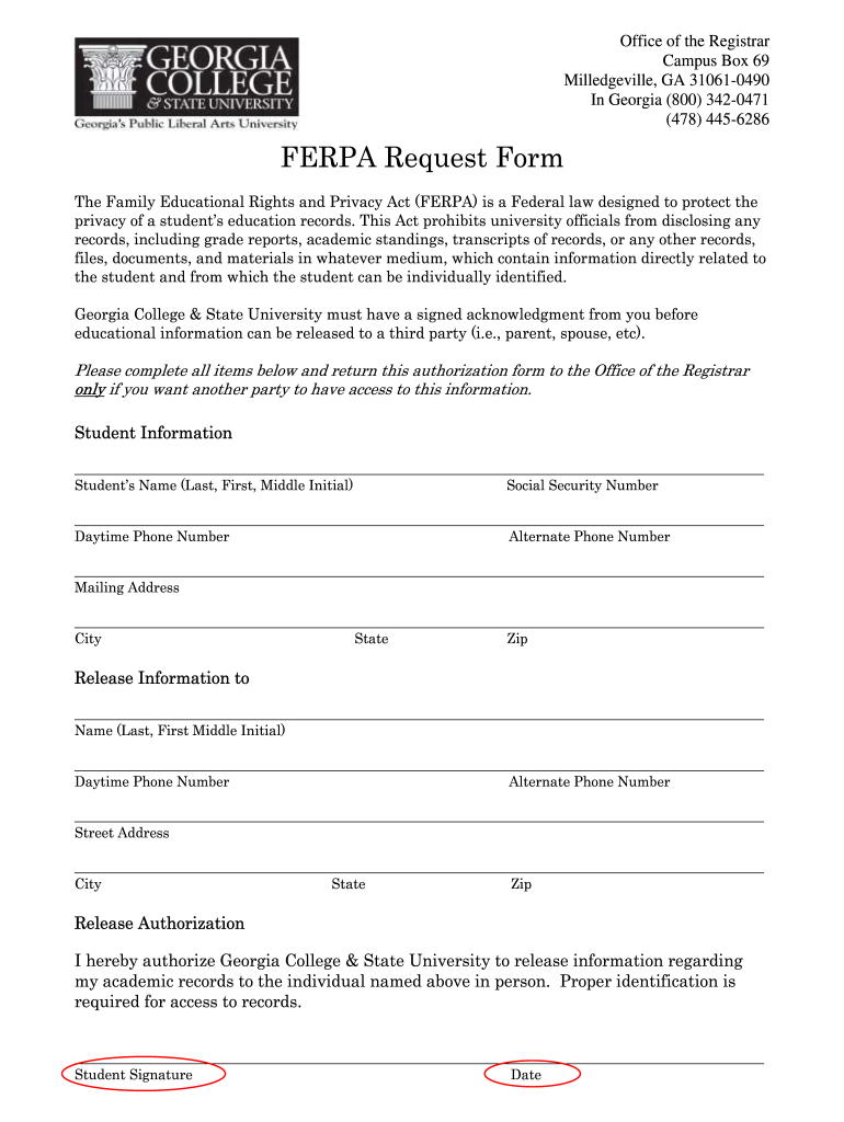Ferpa Form For College Fill Out Sign Online DocHub
