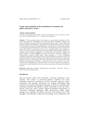 trends and transitions in the institutional environment form