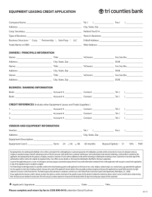 Equipment Leasing Credit Application