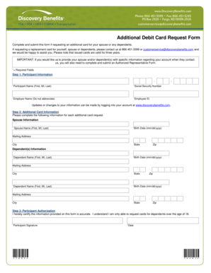 Additional Debit Card Request Form