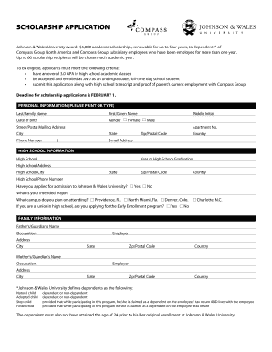 Mileage form workers compensation - Johnson & Wales University awards $5,000 academic scholarships, renewable for up to four years, to dependents* of Compass Group North America and Compass Group subsidiary employees who have been employed for more than one year - jwu