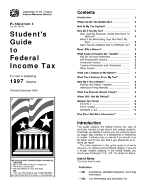 1997 Publication 4. Student's Guide to Federal Income Tax