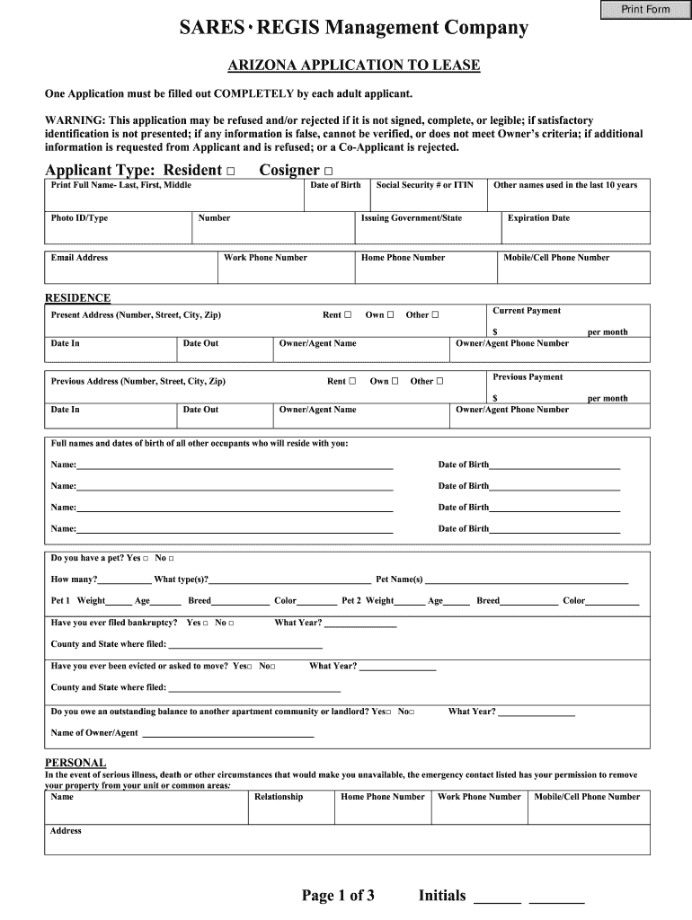 arizona realtors residential lease agreement Preview on Page 1