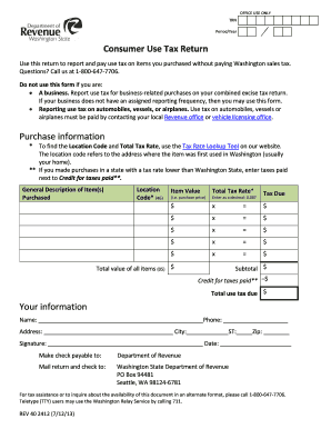 Washington Consumer Use Tax Return
