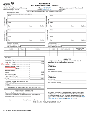 Mobile Home Real Estate Excise Tax Affidavit