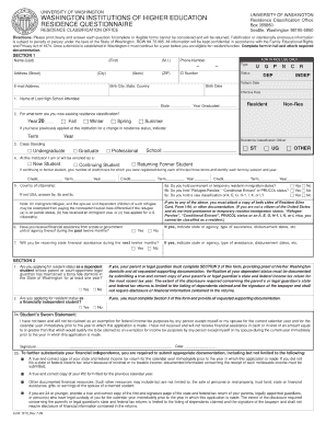 university of washington washington institutions of higher education residence questionnaire form