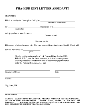 Gift Letter Fha - Fill Online, Printable, Fillable, Blank 