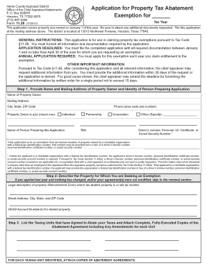 Texas Property Tax Abatement Application
