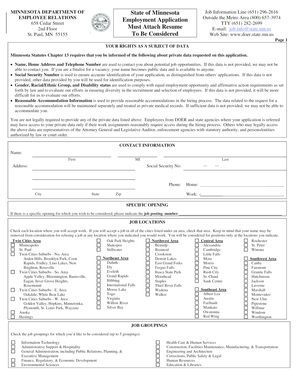 State of Minnesota Employment Application Must Attach Resume To ... - mnsu