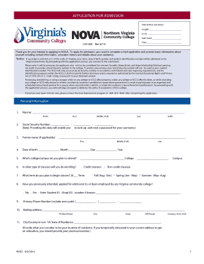 Virginia Community College Admission Application