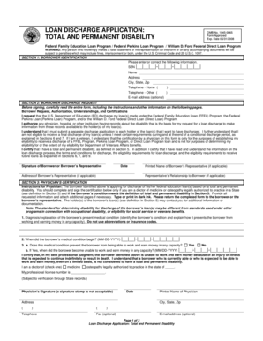 Loan Discharge Application: Total and Permanent Disability