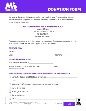 Printable donation form pdf - march of dimes donation form