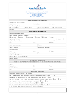 College comparison spreadsheet template - 1 BOND APPLICANT INFORMATION Description of Bond (purpose ...