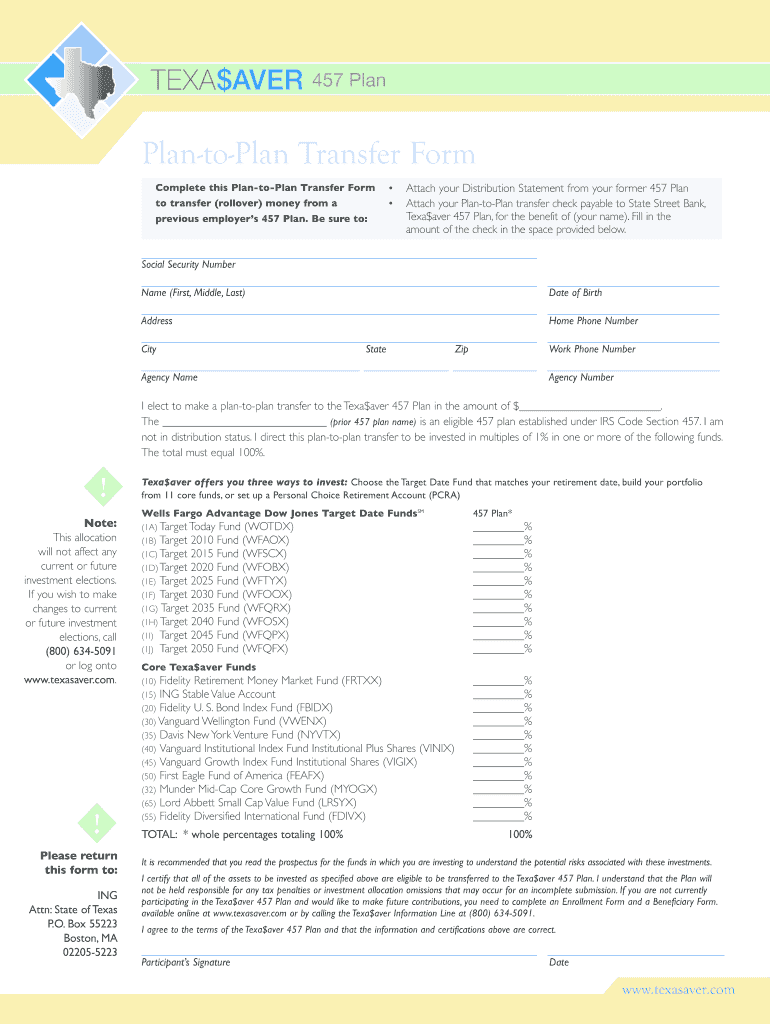 Plan-to-Plan Transfer Form Preview on Page 1