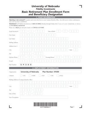 University of Nebraska Retirement Plan Enrollment Form
