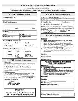 GRE General Reimbursement Request Form