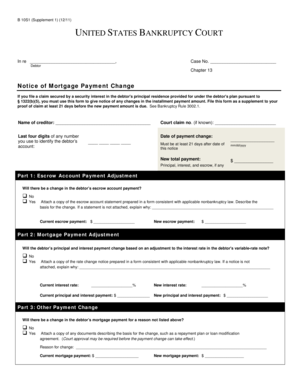 US Bankruptcy Court Mortgage Payment Change Notice