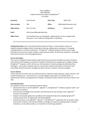 Course Syllabus AREc 460/560 Capital Investment Analysis Using ... - arec oregonstate