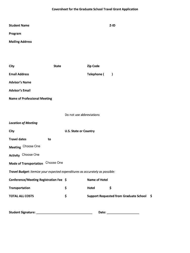 Travel Grant Application - NIU Graduate School - grad niu Preview on Page 1