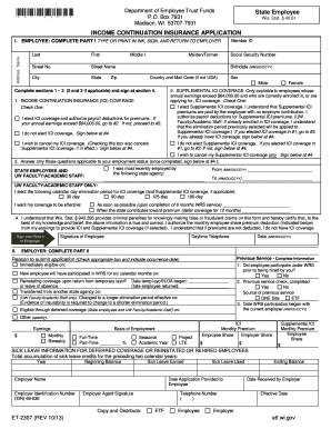 Wisconsin Income Continuation Insurance Application