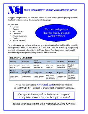 Student Personal Property Insurance Application