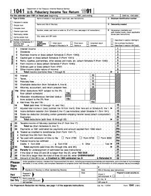US Fiduciary Income Tax Return Form 1041