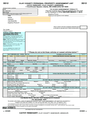 Clay County Personal Property Assessment List