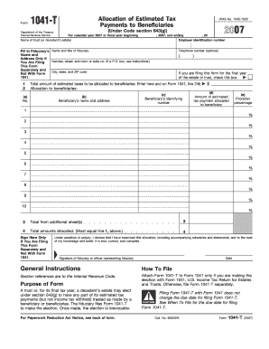 IRS Form 1041-T 2007