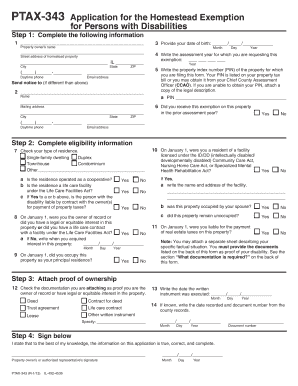 Illinois Homestead Exemption for Persons with Disabilities Form