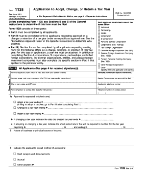 Form 1128 Application to Adopt, Change, or Retain a Tax Year