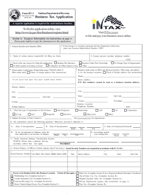 Indiana Business Tax Application