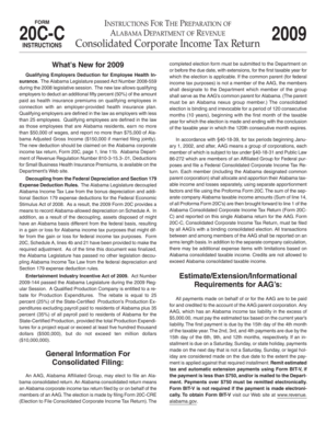 Alabama 2009 Consolidated Corporate Income Tax Return