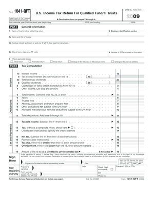 US Income Tax Return for Qualified Funeral Trusts