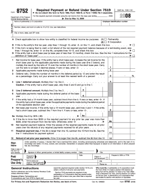 IRS Form 8752 2008