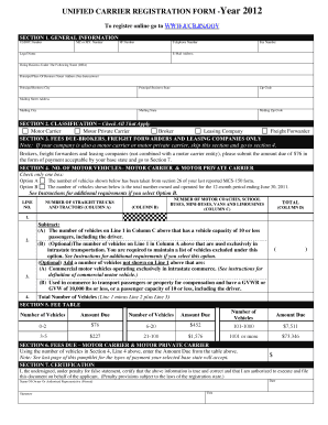 Unified Carrier Registration Form 2012