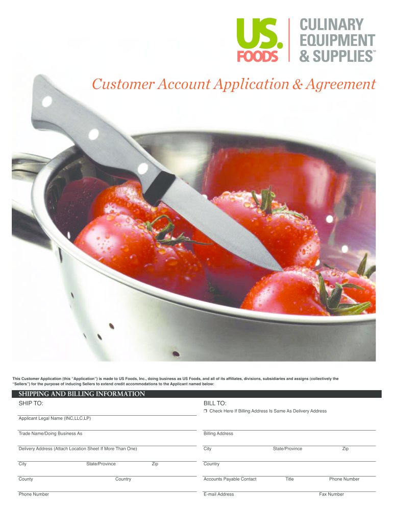 us foods credit application Preview on Page 1