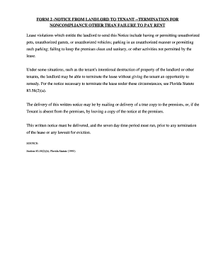 Florida Notice from Landlord to Tenant