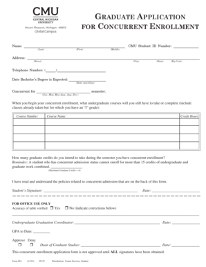 Graduate Application for Concurrent Enrollment