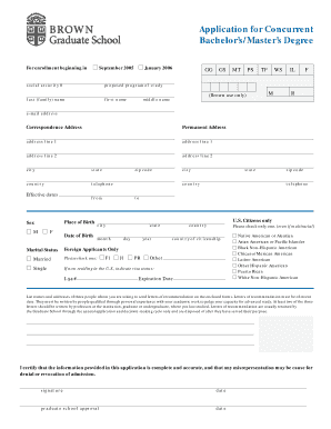 Concurrent Bachelor’s/Master’s Degree Application
