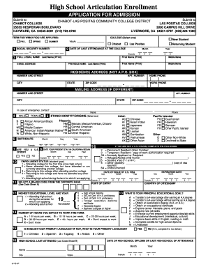 High School Articulation Enrollment Application