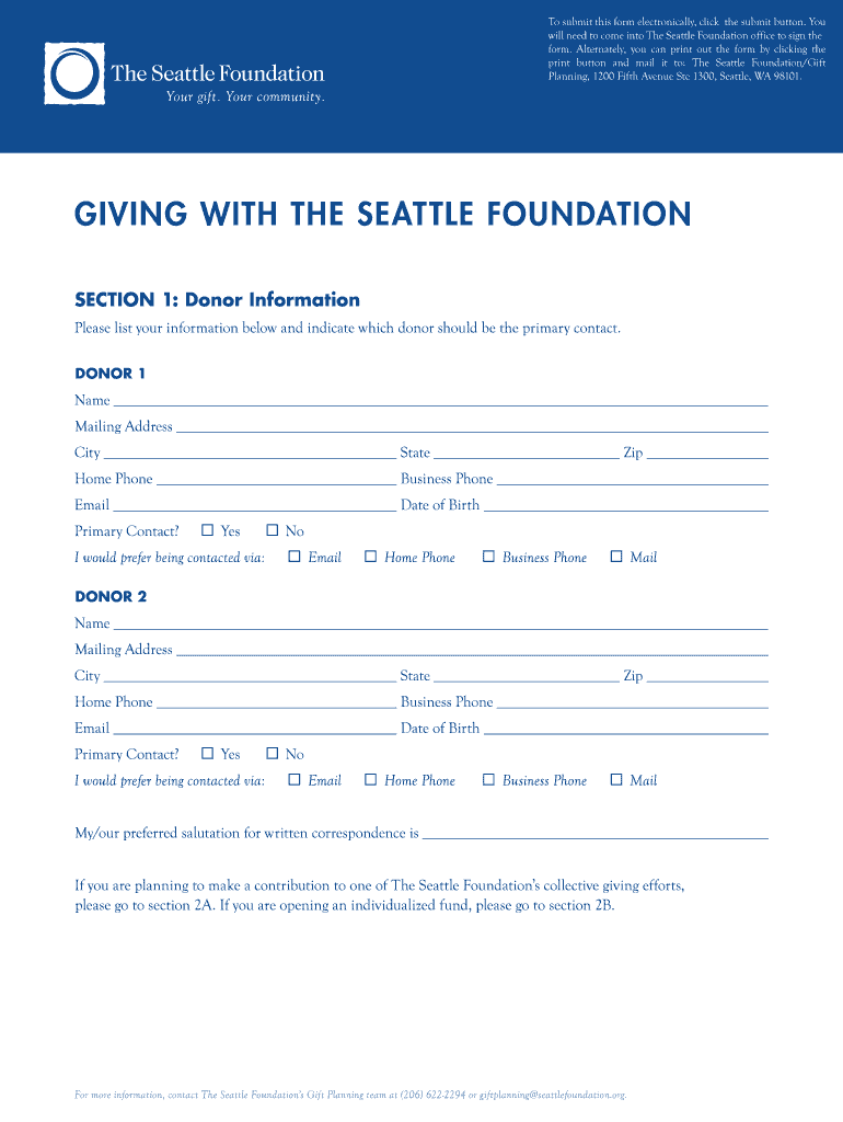 New Fund Form - The Seattle Foundation - seattlefoundation Preview on Page 1