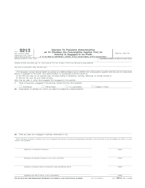 IRS Form 5213 Election to Postpone Determination