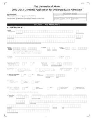 University of Akron Domestic Undergraduate Application