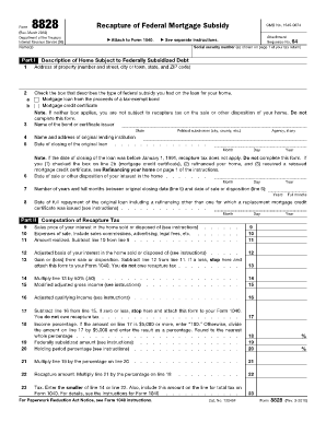 IRS Form 8828 Recapture of Federal Mortgage Subsidy