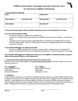 COBRA Continuation Coverage Extension Election Form