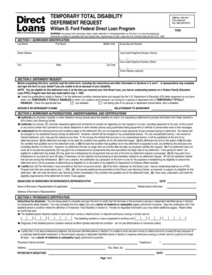 Temporary Total Disability Deferment Request Form