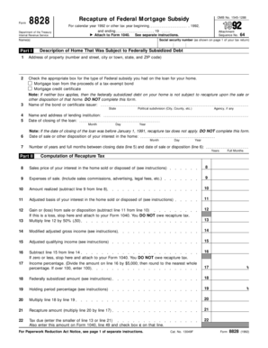 IRS Form 8828 Recapture of Federal Mortgage Subsidy