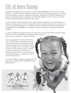 Kern County Centralized Eligibility List Application