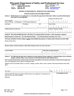 Wisconsin Real Estate Employment Notice