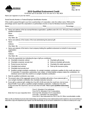 Montana Qualified Endowment Credit Form